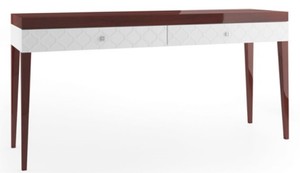 Casa Padrino Luxus Konsolentisch mit 2 Schubladen Hochglanz Braun / Wei� 171,4 x 45 x H. 83 cm - Luxus M�bel