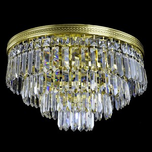 Casa Padrino Luxus Kristall Deckenleuchte Gold  40 x H. 20 cm - Prunkvolle Messing Deckenleuchte mit b�hmischem Kristallglas - Barock M�bel - Edel & Prunkvoll