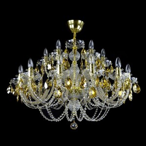 Casa Padrino Luxus Kristall Deckenleuchte Gold  90 x H. 63 cm - Prunkvolle Messing Deckenleuchte mit b�hmischem Kristallglas - Barock M�bel - Edel & Prunkvoll