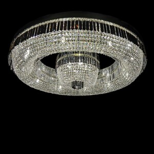 Casa Padrino Luxus Kristall Deckenleuchte Silber  120 x H. 26 cm - Prunkvolle Messing Deckenleuchte mit b�hmischem Kristallglas - Barock M�bel - Edel & Prunkvoll