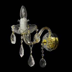 Casa Padrino Luxus Kristall H�ngeleuchte Gold  12.5 x H. 22 cm - Prunkvolle Messing H�ngeleuchte mit b�hmischem Kristallglas - Barock M�bel - Edel & Prunkvoll