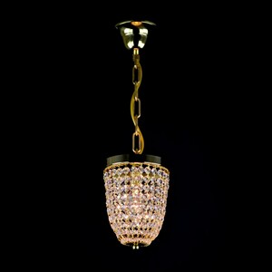 Casa Padrino Luxus Kristall H�ngeleuchte Gold  15 x H. 20 cm - Prunkvolle Messing H�ngeleuchte mit b�hmischem Kristallglas - Barock M�bel - Edel & Prunkvoll