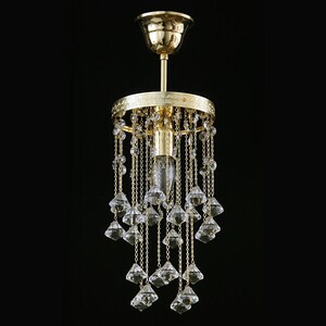 Casa Padrino Luxus Kristall H�ngeleuchte Gold  15 x H. 25 cm - Prunkvolle Messing H�ngeleuchte mit b�hmischem Kristallglas - Barock M�bel - Edel & Prunkvoll