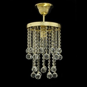 Casa Padrino Luxus Kristall H�ngeleuchte Gold  20 x H. 30 cm - Prunkvolle Messing H�ngeleuchte mit b�hmischem Kristallglas - Barock M�bel - Edel & Prunkvoll