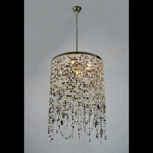Casa Padrino Luxus Kristall H�ngeleuchte Silber  50 x H. 75 cm - Prunkvolle Messing H�ngeleuchte mit b�hmischem Kristallglas - Barock M�bel - Edel & Prunkvoll