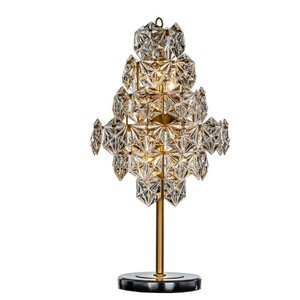 Casa Padrino Luxus Kristall Tischleuchte Gold / Schwarz  46 x H. 85 cm - Tischlampe mit Marmorfu�