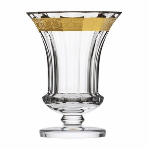 Casa Padrino Luxus Barock Kristallglas Vase Gold  19,7 x H. 25 cm - Mundgeblasen & Handgeschliffen