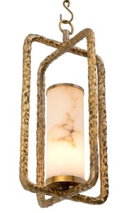 Casa Padrino Luxus Kronleuchter Vintage Messing / Alabaster  29 x H. 59 cm Interior