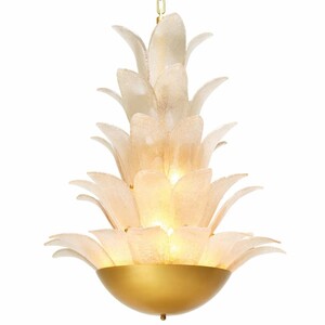 Casa Padrino Luxus Kronleuchter Antik Messing / Hellgrau H. 75,5 cm - Luxus Qualit�t