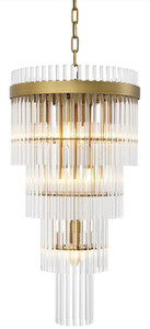 Casa Padrino Luxus Kronleuchter Antik Messingfarben  35,5 x H. 68 cm - Moderner Metall Kronleuchter mit edlen Glasr�hren - Luxus Kollektion