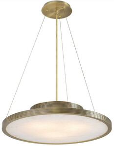 Casa Padrino Luxus Kronleuchter Messing / Alabaster  70 x H. 15 cm - Moderner runder Metall Kronleuchter mit Alabaster Lampenschirm - Luxus Qualit�t