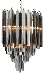 Casa Padrino Luxus Art Deco Kronleuchter Grau / Messingfarben  42 x H. 61,5 cm - Hotel & Restaurant Kronleuchter