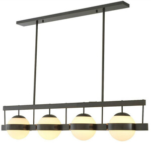 Casa Padrino Luxus Kronleuchter Bronzefarben / Wei� 140 x 22 x H. 30 cm - Moderner Metall Kronleuchter mit runden Glas Lampenschirmen - Luxus Kollektion