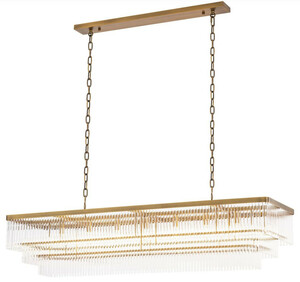 Casa Padrino Luxus Kronleuchter Antik Messingfarben 140 x 40 x H. 33 cm - Rechteckiger Hotel & Restaurant Kronleuchter - Luxus Kollektion