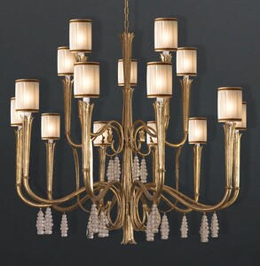 Casa Padrino Luxus Kronleuchter Antikgold  145 x H. 140 cm - Handgefertigter Kronleuchter aus Schmiedeeisen mit Kristallbehang - Luxus Kollektion - Edel & Prunkvoll