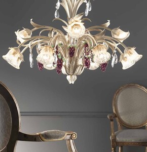 Casa Padrino Barock Kronleuchter Antikwei�  95 x H. 80 cm 12-flammig - Handgefertigte Leuchte aus Italien - Barock Leuchten