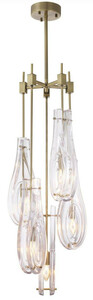 Casa Padrino Luxus Kronleuchter Messingfarben  37 x H. 95,5 cm - Moderner Metall Kronleuchter mit Glas Lampenschirmen - Luxus Qualitt