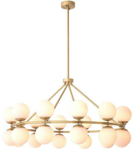 Casa Padrino Luxus Kronleuchter Antik Messingfarben / Wei�  115 x H. 65 cm - Moderner Metall Kronleuchter mit runden Glas Lampenschirmen - Luxus Kollektion