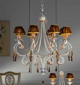 Casa Padrino Barock Kronleuchter Creme Kupfer  85 x H. 105 cm 8-flammig - Handgefertigte Leuchte aus Italien - Barock Leuchten