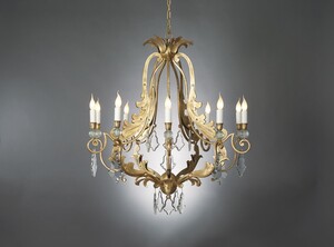 Casa Padrino Luxus Kronleuchter Gold  100 x H. 100 cm - Handgefertigter Kronleuchter aus Schmiedeeisen mit Kristallbehang - Luxus Kollektion - Edel & Prunkvoll