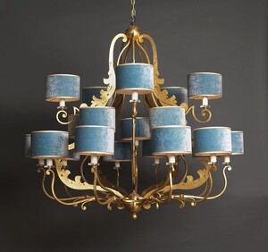 Casa Padrino Luxus Kronleuchter Gold  110 x H. 110 cm - Handgefertigter Kronleuchter aus Schmiedeeisen - Luxus Kollektion - Edel & Prunkvoll