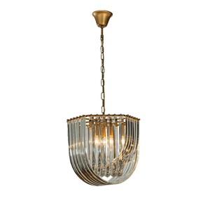 Casa Padrino Luxus Kronleuchter Gold  41 x H. 40 cm - Kristall L�ster mit gebogenen Glasst�ben