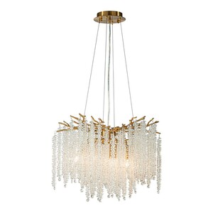 Casa Padrino Luxus Kronleuchter Gold  45 x H. 40 cm - Kristall L�ster im Wasserfall Design