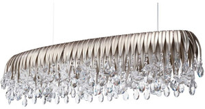 Casa Padrino Luxus Kronleuchter Silber 120 x 35 x H. 26 cm - Metall Kronleuchter mit Swarovski Kristallglas - Luxus Qualit�t - Made in Italy