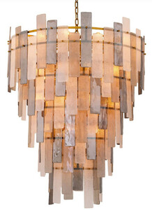 Casa Padrino Luxus Kronleuchter Grau / Antik Messing  114 x H. 141 cm - Runder Glas Kronleuchter - Wohnzimmer Kronleuchter - Hotel Kronleuchter - Luxus M�bel - Luxus Interior