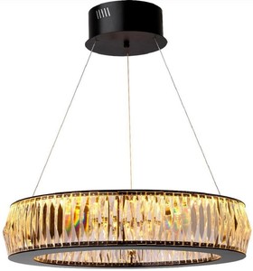 Casa Padrino Luxus LED Kronleuchter Schwarz  63 x H. 170 cm - Moderner runder Kristallglas Kronleuchter - Luxus Qualit�t