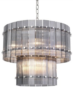 Casa Padrino Luxus Kronleuchter Grau / Silber  57 x H. 47 cm - Runder Hotel & Restaurant Kronleuchter - Luxus Qualit�t