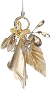Casa Padrino Luxus Kronleuchter mit Schmetterling Silber / Gold / Bernsteinfarben 20 x 10 x H. 30 cm - Moderner Glas Kronleuchter mit Swarovski Kristallglas - Luxus Qualitt