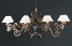 Casa Padrino Luxus Kronleuchter Mehrfarbig B. 120 x H. 70 cm - Handgefertigter Kronleuchter aus Schmiedeeisen - Luxus Kollektion - Edel & Prunkvoll