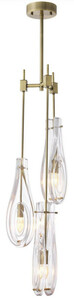 Casa Padrino Luxus Kronleuchter Messingfarben  30 x H. 95,5 cm - Moderner Metall Kronleuchter mit Glas Lampenschirmen - Luxus Qualitt