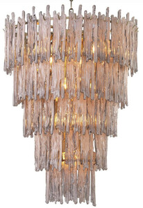 Casa Padrino Luxus Kronleuchter Grau / Messingfarben  58 x H. 76 cm - Edler Hotel & Restaurant Kronleuchter - Luxus M�bel