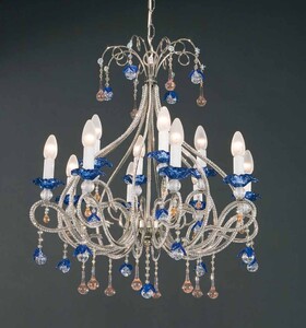 Casa Padrino Barock Kronleuchter Nickel  65 x H. 70 cm 12-flammig - Handgefertigte Leuchte aus Italien - Barock Leuchten