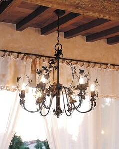 Casa Padrino Luxus Kronleuchter Rostbraun  80 x H. 75 cm - Handgefertigter Kronleuchter aus Schmiedeeisen mit Blattwerk - Luxus Kollektion - Edel & Prunkvoll