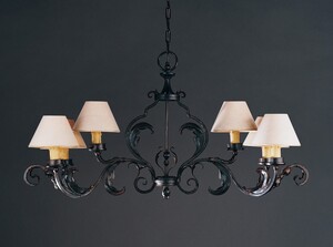 Casa Padrino Luxus Kronleuchter Rostbraun B. 110 x H. 56 cm - Handgefertigter Kronleuchter aus Schmiedeeisen mit Blattwerk - Luxus Kollektion - Edel & Prunkvoll