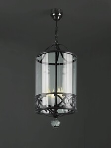 Casa Padrino Luxus Kronleuchter Schwarz  39 x H. 80 cm - Handgefertigter Kronleuchter aus Schmiedeeisen - Luxus Kollektion - Edel & Prunkvoll