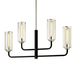 Casa Padrino Luxus Kronleuchter Schwarz / Silber 109,2 x 12,1 x H. 55,9 cm - Kronleuchter mit Glas Lampenschirmen