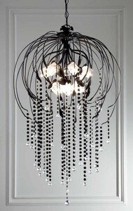Casa Padrino Barock Kronleuchter Schwarz Gl�nzend  65 x H. 115 cm 12-flammig - Handgefertigte Leuchte aus Italien - Barock Leuchten