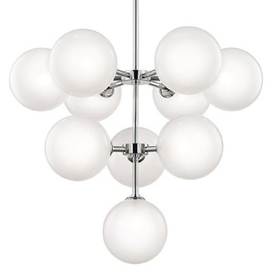 Casa Padrino Luxus LED Kronleuchter Silber  75,6 x H. 63,5 cm - Kronleuchter mit kugelf�rmigen Lampenschirmen - Luxus Qualit�t