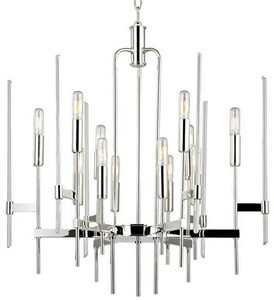 Casa Padrino Luxus Kronleuchter Silber 61 x 61 x H. 67,3 cm - Elegante Kronleuchter mit Messing Armen und Glasst�ben - Luxus Kollektion