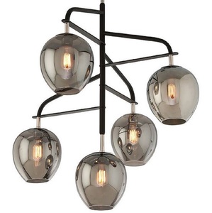 Casa Padrino Luxus Kronleuchter Schwarz / Silber / Grau 90,2 x 90,2 x H. 97,8 cm - Kronleuchter mit Glas Lampenschirmen - Luxus Qualit�t