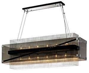 Casa Padrino Luxus Kronleuchter Silber / Schwarz / Dunkelbronze 126,4 x 31,8 x H. 44,5 cm - Wohnzimmer Kronleuchter - Luxus Qualit�t