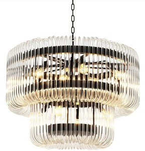 Casa Padrino Luxus Kronleuchter Bronze / klares Glas  80 x H. 70 cm - Runder Wohnzimmer Kronleuchter