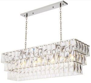 Casa Padrino Luxus Kristall Kronleuchter Silber 140 x 41 x H. 45,5 cm - Luxus Hotel & Restaurant Kronleuchter - Luxus Qualit�t