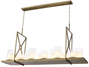 Casa Padrino Luxus LED Kronleuchter Messingfarben 160 x 39 x H. 75 cm - Edelstahl Kronleuchter mit Fernbedienung - Luxus Qualit�t