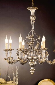 Casa Padrino Barock Kronleuchter Silber Gold  75 x H. 85 cm 8-flammig - Handgefertigte Leuchte aus Italien - Barock Leuchten