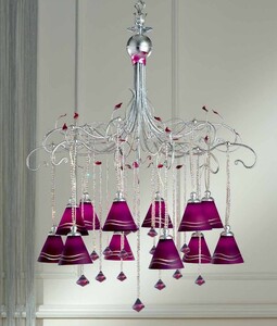 Casa Padrino Barock Kronleuchter Violett  90 x H. 120 cm 12-flammig - Handgefertigte Leuchte aus Italien - Barock Leuchten